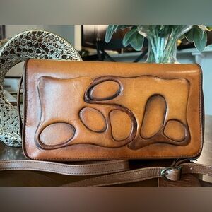 Bambas Vintage Handmade Art Leather Shoulder Bag Purse original Price $495